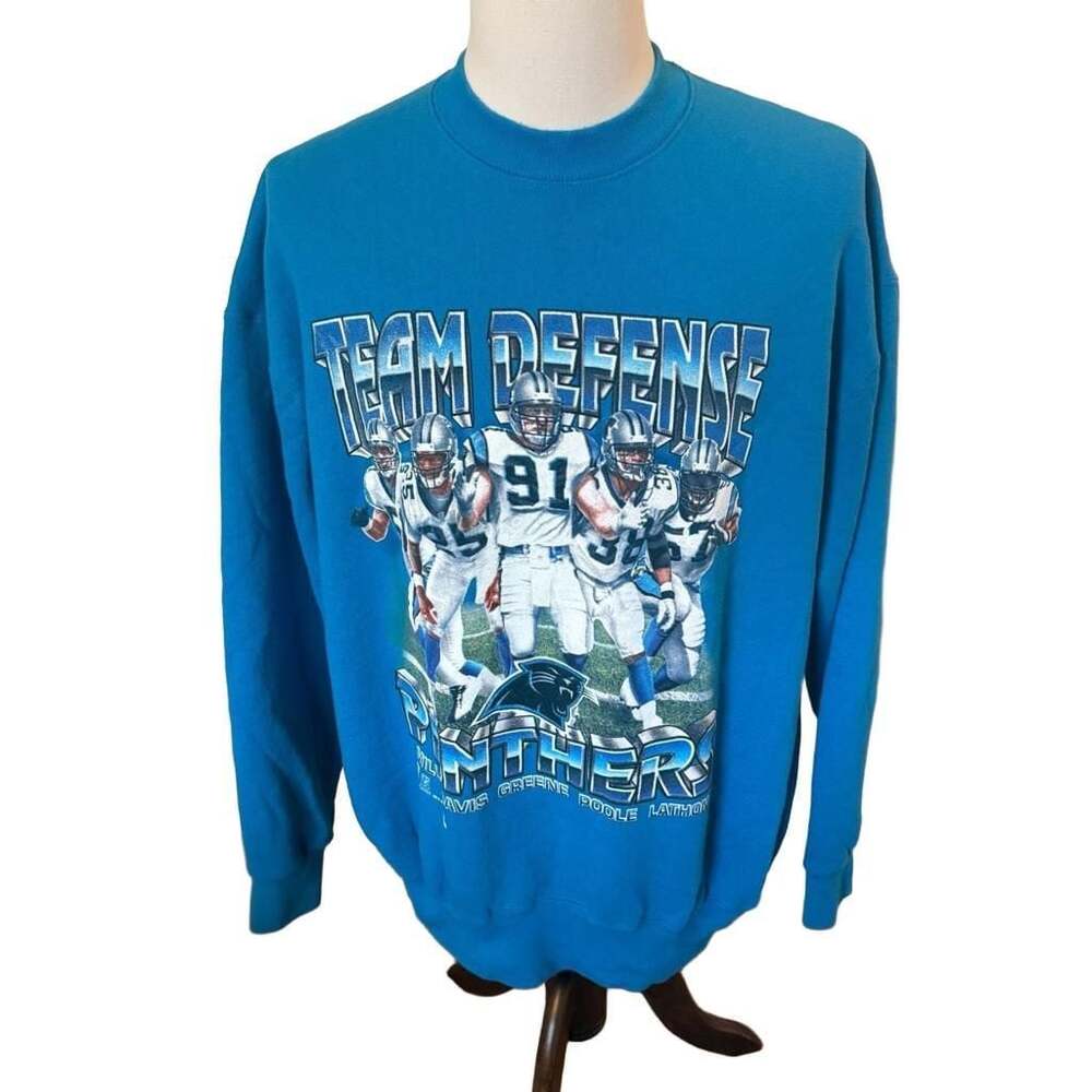 Vintage Pro Player Carolina Panthers Team Defense Graphic Crewneck Sweatshirt